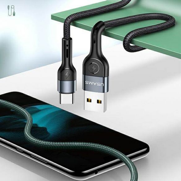 USAMS Kabel pleciony U55 2A USB-C 1szt. set U55 zielony/verde 1m SJ449USBSG02 (US-SJ449)