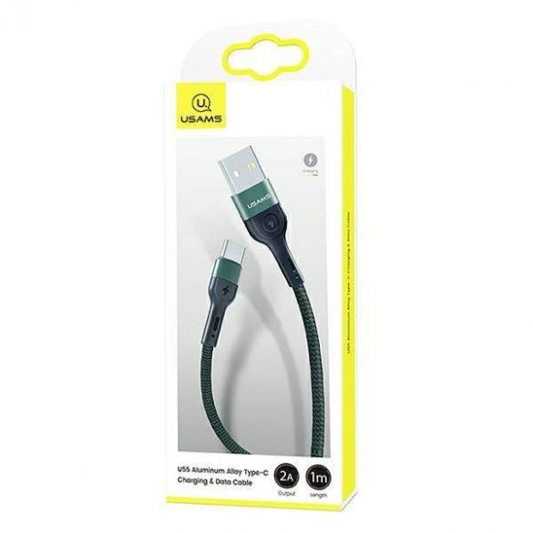 USAMS Kabel pleciony U55 2A USB-C 1szt. set U55 zielony/verde 1m SJ449USBSG02 (US-SJ449)