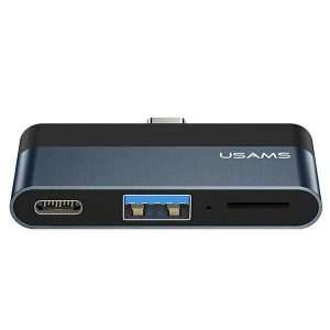 Adaptor USAMS HUB USB 3.0/USB-C/Micro SD szary/gri SJ491HUB01 (US-SJ491)