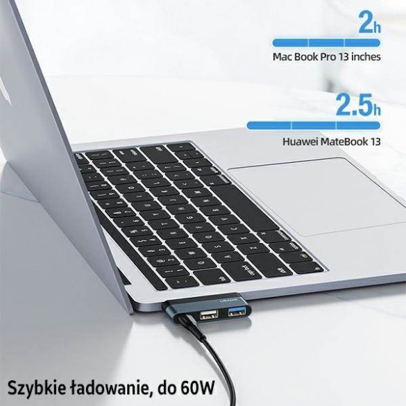 Adaptor USAMS HUB USB 3.0/USB-C/Micro SD szary/gri SJ491HUB01 (US-SJ491)