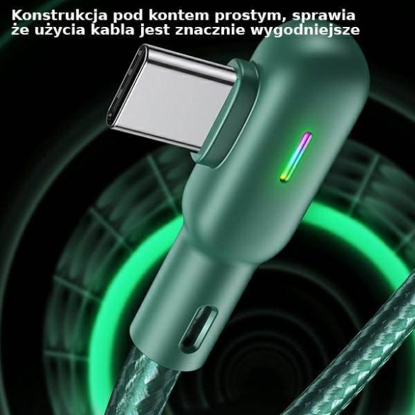 USAMS Kabel kątowy U57 USB-C 1,2m 2A zielony/verde SJ457USB02 (US-SJ457)