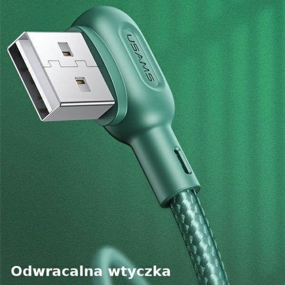 USAMS Kabel kątowy U57 USB-C 1,2m 2A zielony/verde SJ457USB02 (US-SJ457)