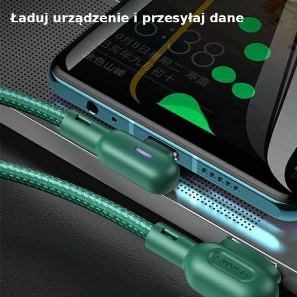 USAMS Kabel kątowy U57 USB-C 1,2m 2A zielony/verde SJ457USB02 (US-SJ457)