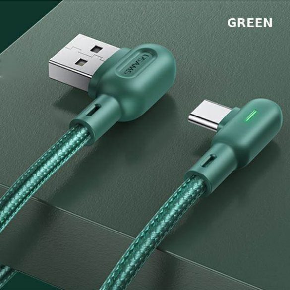 USAMS Kabel kątowy U57 USB-C 1,2m 2A zielony/verde SJ457USB02 (US-SJ457)