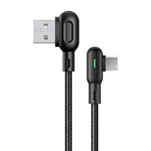 USAMS U-flow MicroUSB cablu unghiular 1.2m 2A negru/negru SJ458USB01 (US-SJ458)