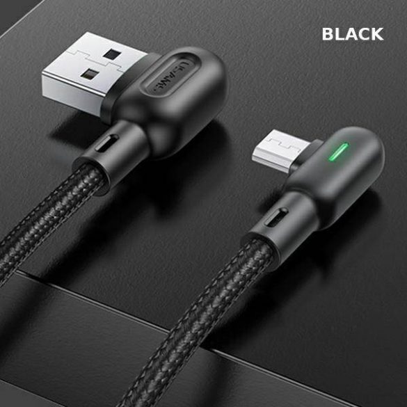 USAMS U-flow MicroUSB cablu unghiular 1.2m 2A negru/negru SJ458USB01 (US-SJ458)