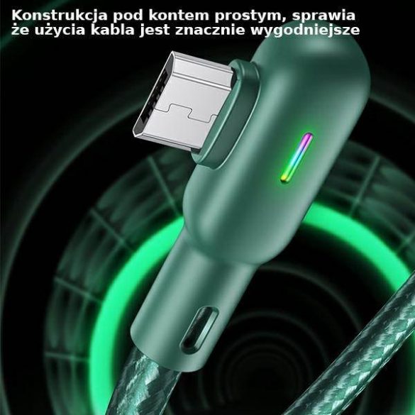 USAMS Kabel kątowy U57 MicroUSB 1,2m 2A zielony/verde SJ458USB02 (US-SJ458)