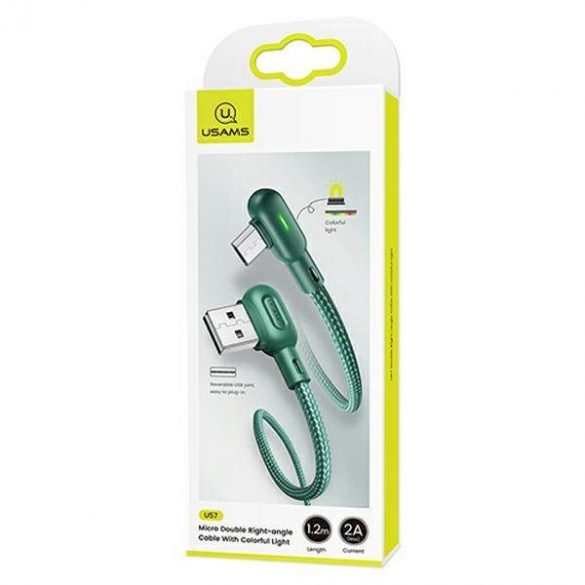 USAMS Kabel kątowy U57 MicroUSB 1,2m 2A zielony/verde SJ458USB02 (US-SJ458)