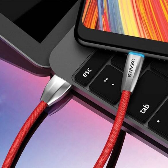 USAMS Kabel pleciony U-Light USB-C czerwony/roșu 1,2m TCZSUSB04 (US-SJ184)