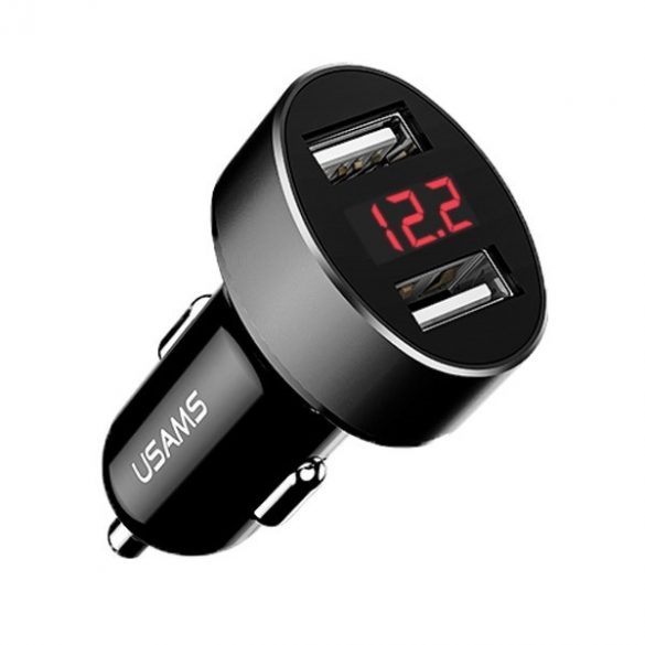 USAMS Ład. sam. 2xUSB C1 2,1A LED czarny/negru CC45GC01 (US-CC045)