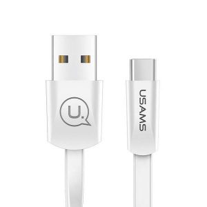 USAMS U2 USB-C cablu plat 1,2m alb/alb SJ200TC02 (US-SJ200)