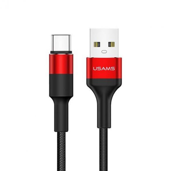 USAMS Kabel pleciony U5 2A USB-C roșu 1,2m SJ221TC02 (US-SJ221)