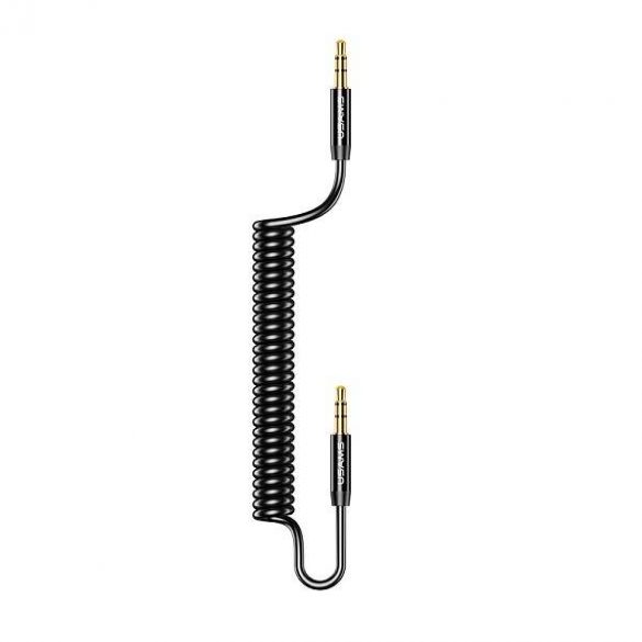 USAMS Adaptor Spring audio jack 3,5mm -3,5mm 1,2m negru / negru SJ256YP01 (US-SJ256)