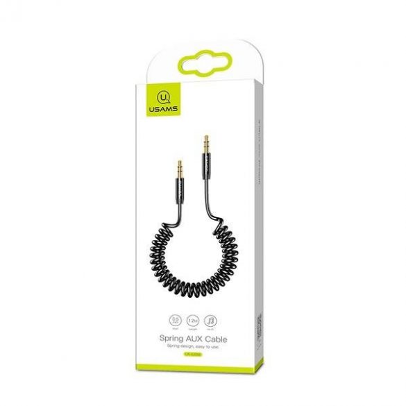 USAMS Adaptor Spring audio jack 3,5mm -3,5mm 1,2m negru / negru SJ256YP01 (US-SJ256)