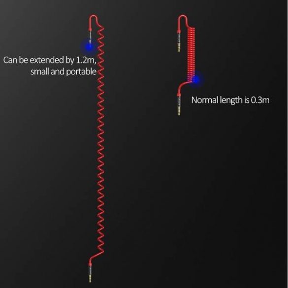 USAMS Adaptor Spring audio jack 3,5mm -3,5mm 1,2m roșu/red SJ256YP02 (US-SJ256)