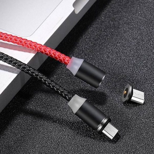 USAMS U-Sure cablu magnetic microUSB 1m 2.1A împletit negru/negru SJ294USB01 (US-SJ294)