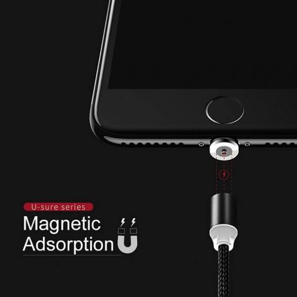 USAMS U-Sure cablu magnetic microUSB 1m 2.1A împletit negru/negru SJ294USB01 (US-SJ294)