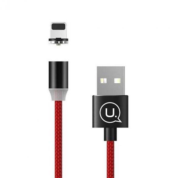 USAMS Kabel magnetyczny U-Sure lightning 1m 2.1A pleciony czerwony/red SJ292USB02 (US-SJ292)