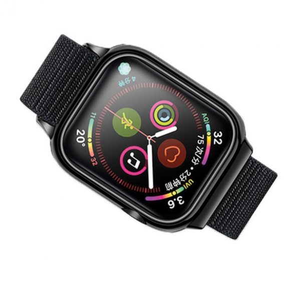 USAMS Pasek z etui Apple Watch 4/5/6/7/ SE 44/45mm. czarny/negru ZB74IW1 (US-ZB074)