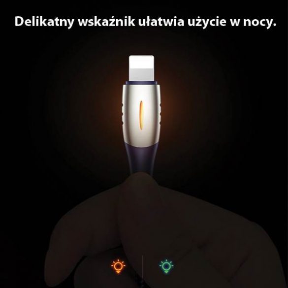 USAMS Kabel pleciony U-Tone Lightning 1,2 m Oprire 2A Încărcare rapidă czarny/negru SJ344USB01 (US-SJ344)