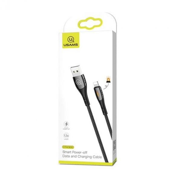 USAMS Kabel pleciony U-Tone Lightning 1,2 m Oprire 2A Încărcare rapidă czarny/negru SJ344USB01 (US-SJ344)