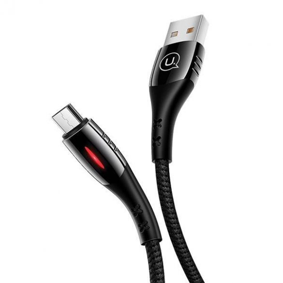 USAMS Kabel pleciony U-Tone microUSB 1,2m Oprire 2A Încărcare rapidă czarny/negru SJ346USB01 (US-SJ346)