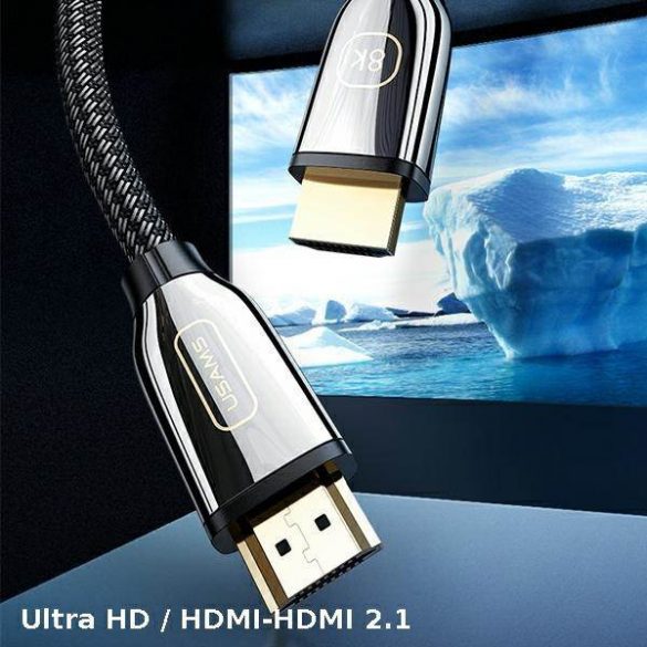 USAMS Kabel HDMI - HDMI 2.1 U67 2m 8K czarny/negru Ultra HD SJ497HD01 (US-SJ497)