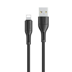 USAMS Cablu U68 fulger 2A încărcare rapidă 1m negru / negru SJ500USB01 (US-SJ500)