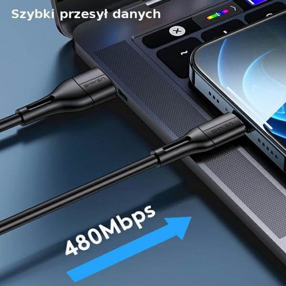 USAMS Kabel U68 USB-C 2A Încărcare rapidă 1m czarny/negru SJ501USB01 (US-SJ501)