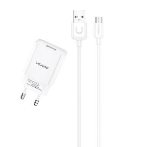 USAMS Ład. siec. 1xUSB T21 micro USB alb/alb 2,1A Încărcare rapidă T21OCMC01