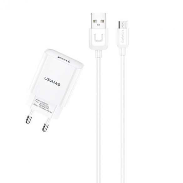 USAMS Ład. siec. 1xUSB T21 micro USB alb/alb 2,1A Încărcare rapidă T21OCMC01