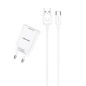 USAMS Ład. siec. 1xUSB T21 USB-C alb/alb 2,1A Încărcare rapidă T21OCTC01