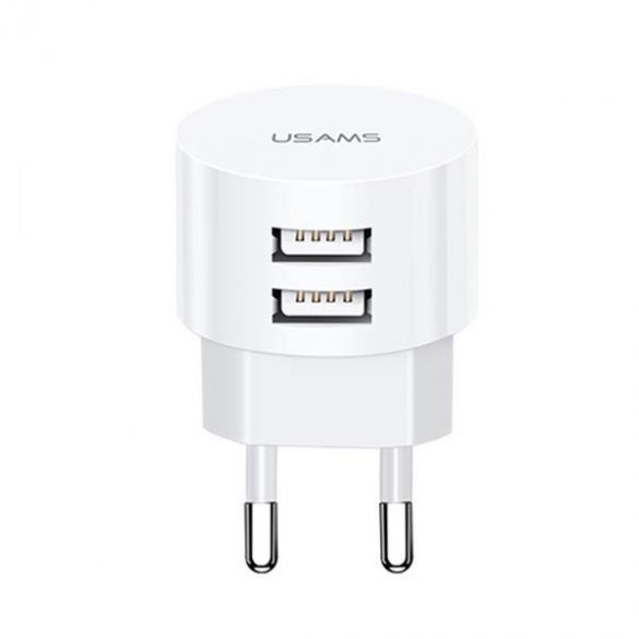 USAMS Ład. siec. 2xUSB T20 2,1A rotund (numai cap) alb/alb Încărcare rapidă CC80TC01 (US-CC080)