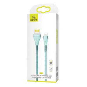 USAMS Kabel pleciony U33 lightning 1,2m 2A Încărcare rapidă niebieski/cyan SJ360USB02 (US-SJ360)