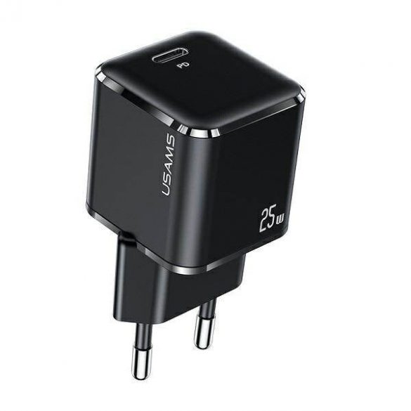 USAMS Ład. siec. 1xUSB-C T42 mini 25W (doar cap) Super SI 5V-3A PD3.0 Încărcare rapidă czarny/negru CC140TC01 (US-CC140)