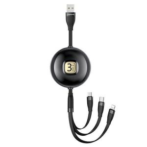 USAMS Kabel U69 3w1 1m czarny/negru (fulger/microUSB/USB-C) SJ508USB01 (US-SJ508)