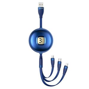 USAMS Kabel U69 3w1 1m niebieski/albastru (fulger/microUSB/USB-C) SJ508USB02 (US-SJ508)