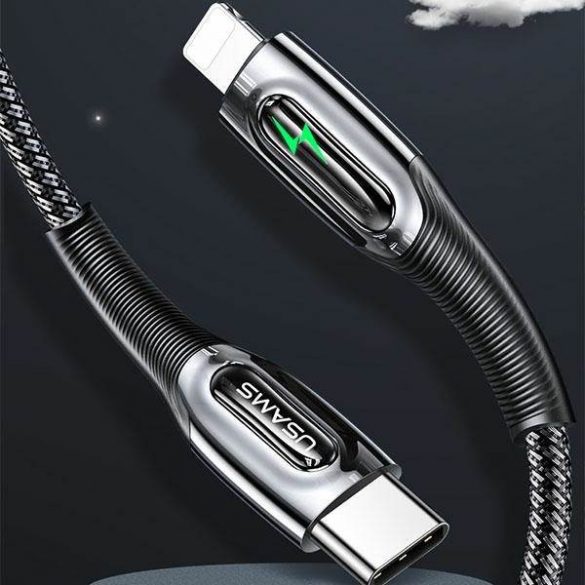 Cablu USAMS USB-C și Lightning Smart Power-off 20W PD Cable1.2m zielony/verde închis SJ518USB02 (US-SJ518)