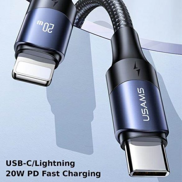 USAMS Kabel U71 USB-C cu Lightning 2m 20W PD Încărcare rapidă negru/negru SJ522USB01 (US-SJ522)