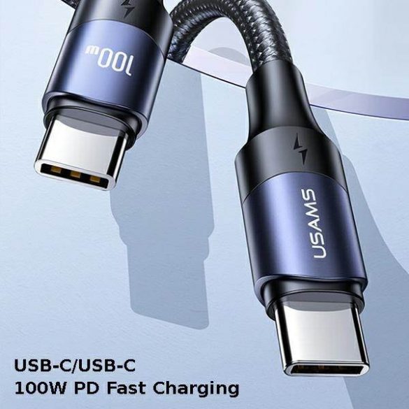 USAMS Kabel U71 USB-C și USB-C 2m 100W PD Încărcare rapidă negru/negru SJ525USB01 (US-SJ525)