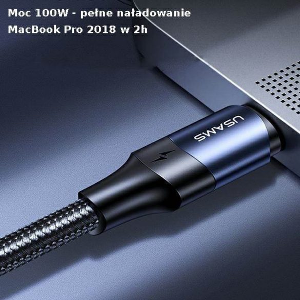 USAMS Kabel U71 USB-C și USB-C 2m 100W PD Încărcare rapidă negru/negru SJ525USB01 (US-SJ525)