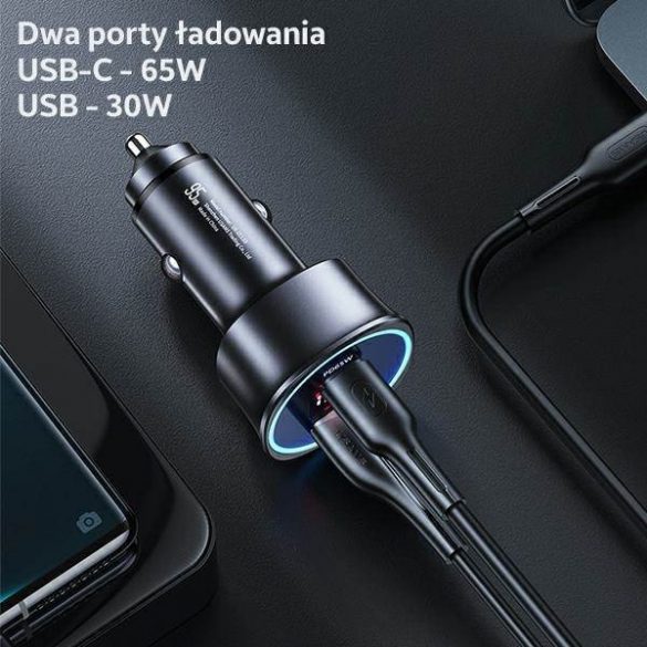 USAMS Ład. sam. 1xUSB+1xUSB-C C26 95W (doar cap) Fast Charge czarny/negru CC146TC01 (US-CC146)