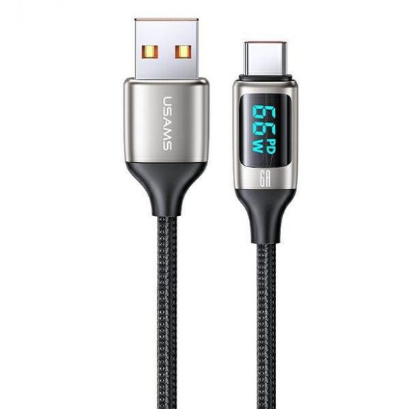 USAMS Kabel pleciony U78 USB-C 1,2 m LED 6A Încărcare rapidă biały/alb SJ544USB02 (US-SJ544)