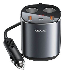 USAMS Splitter auto 2xUSB-A/ 1xUSB-C C28 245W gri/gri CC151TC01 (US-CC151)