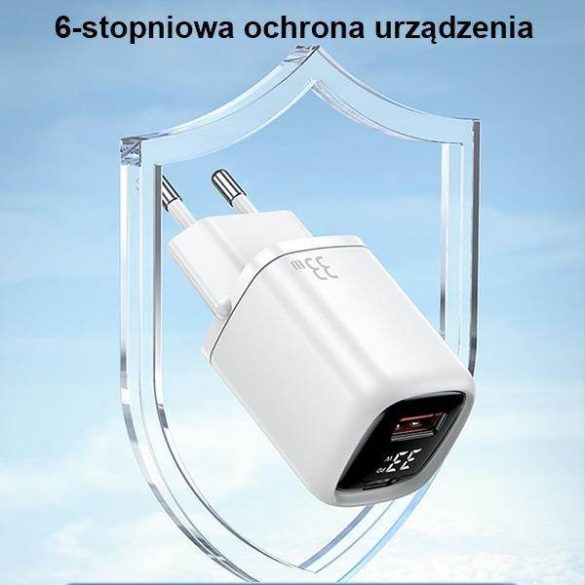 USAMS Ład. siec. 1xUSB-C+1xUSB T46 33W (numai cap) PD3.0 +QC3.0 încărcare rapidă negru/negru CC152TC01 (US-CC152)