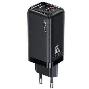 USAMS Ład. siec. 1xUSB-C+1xUSB T47 65W PD Fast Charging Super Si negru/negru CC153TC01 (US-CC153)