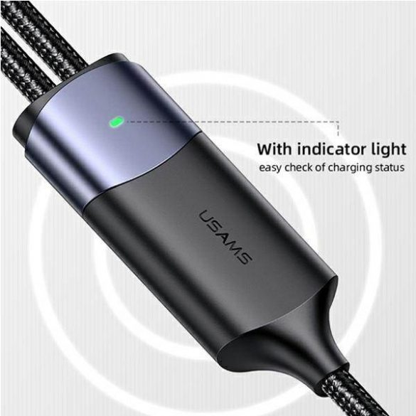 USAMS Kabel U71 2xUSB-C și USB-C 1,2m 100W PD Încărcare rapidă negru/negru SJ551USB01 (US-SJ551)