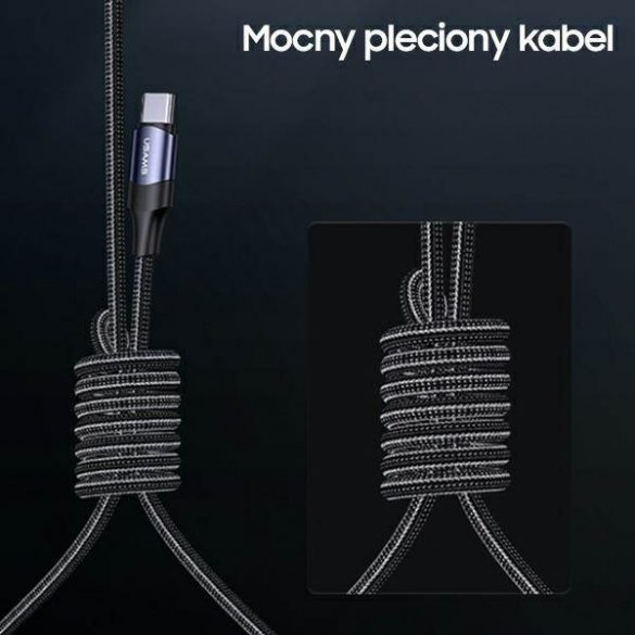 USAMS Kabel U71 2xUSB-C și USB-C 1,2m 100W PD Încărcare rapidă negru/negru SJ551USB01 (US-SJ551)