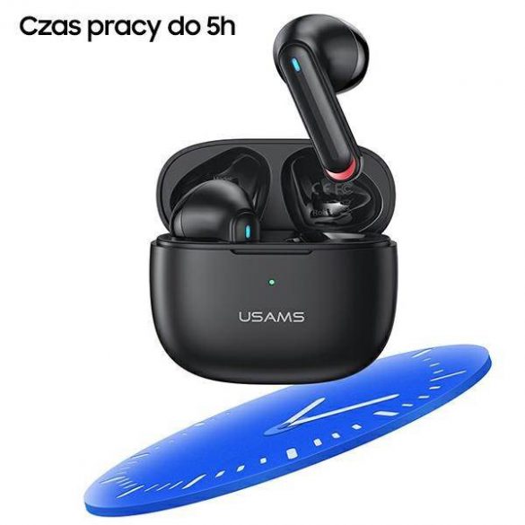 USAMS Słuchawki Bluetooth 5.2 TWS Seria NX10 Microfon dublu bezprzewodowe czarny/negru BHUNX01