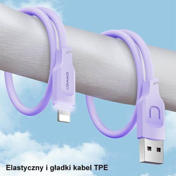 USAMS Kabel Lightning Încărcare rapidă 2,4A Seria Lithe 1,2m czarny/negru SJ565USB01(US-SJ565)